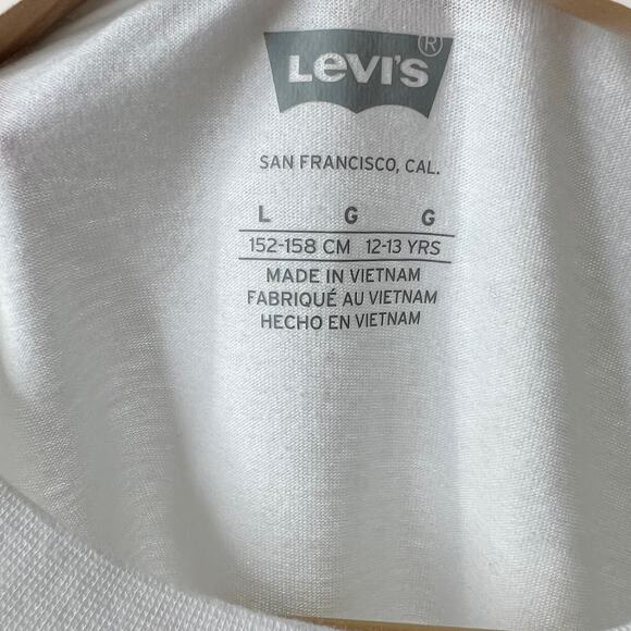 Levi;s Crop Tee T Shirt Top | White | Large Short Sleeve Boxy Big Girls Classic - Picture 4 of 6